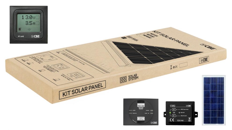 Da CBE i pannelli solari si comprano in kit che includono supporto,  regolatore, display e caricabatteria motore 